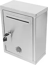 Angoily Wall Mount Locking Mailbox Stainless Steel Weatherproof Suggestion Box Retrieval Slot for Outdoor Use for Donations Letters and Ballots