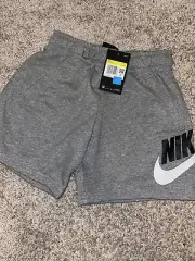 Nike Shorts Youth EXTENDED SIZE Small *PLUS* GREY Fleece Drawstring NWT