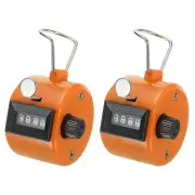 2Pcs Clicker Counter 4-Digit Hand Tally Counter Mechanical Click Counter Orange