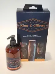 King C Gillette Cordless Beard Trimmer Kit w/3 Interchangeable Combs + face wash