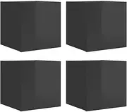 vidaXL 4X Wall Mounted TV Cabinets Home Bedroom Living Room HiFi Storage Stand Rack Unit Entertainment Centre Furniture High Gloss Grey 30.5x30x30 cm