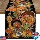 ARKENY Thanksgiving Turkey Black Fall Table Runner 13x72 Inches, Give Thanks