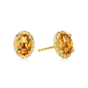 9ct Yellow Gold Oval Cut 6x4mm Citrine November Earrings