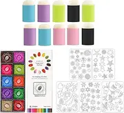 Sponge Finger Painting Set, Finger Sponge Painting Kit, 20 Color Inkpad Set, Stencil Art Kit, Craft Drawing Tools, Arts and Journaling Kit, Daubers Kit for Paintings