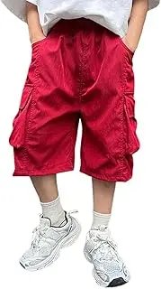 [Generic] Baggy Working Shorts Elastic Waist Cargo Wide Leg Breathable Leisure Style Elasticity Cargo Vintage Toddler Trousers