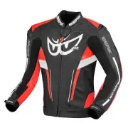 Air-B Black Red Leather Motorcycle Jacket