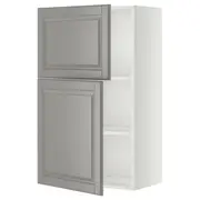 METOD wall cabinet with shelves/2 doors, white/Bodbyn grey, 60x37x100 cm