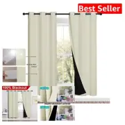 Elegant Blackout Curtains Set - Noise Reducing Insulated Draperies, 2 Panels
