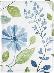 [Amooorous] Small Flower Vines Blue and Green Leather decorative family passport holder Wallet Combo Passport Wallet Ultra Slim, small flower vines Blue and green, 1 size