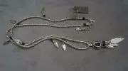 NWT Uno De 50 Silver Feather Fuchsia Crystal Long Short "Picoteo" Necklace