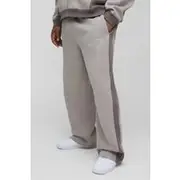 Mens Grey Plus Relaxed Fit Man Panel Detail Joggers