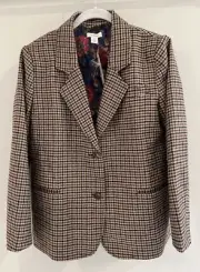 NWT Sundance Catalog Brown Blue Houndstooth “Janae Blazer” Size PXS $188