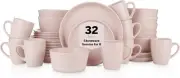 Albie Stoneware 32-Piece Modern Dinnerware Set, Kitchen Plates and Bowls Sets...