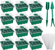 12 Packs Seed Starter Tray,Seed Starter Kit with 10 Plant Labels (12Cells per...