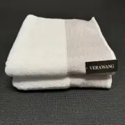 2 Vera Wang Bath Towel Set Stripe Cuff White Lavender Pink Purple Cotton Towels