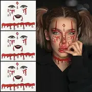 Halloween Face Jewels for Women Vampire Costume Face Jewels Stick on Scary Blood Rhinestone Gems Vampire Accessories Halloween Costumes for Women Girls 3Packs (Scary_Silver)