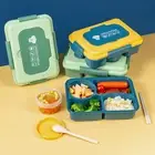 Stackable Lunch Box with Bowl Snack Compartment Leakproof Bento Set for School