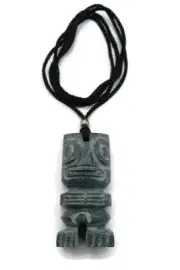 Unisex Necklace Inspired by Inca Warrior - Handcrafted Carving in Natural Stone