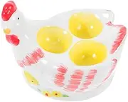 BESTOYARD Retro Ceramic Rooster Egg Holder for Soft Boiled Eggs Vintage Crackle Glaze Design for Breakfast Table for Home Cafe Restaurant Decor