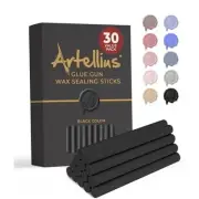 Premium Sealing Wax Sticks (Bulk 30 Pack) Wax Seal Glue Gun Sticks - Black