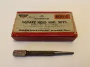 NOS - MILLERS FALLS #804 - 4/32” SQUARE HEAD NAIL SET PUNCH W/BOX - U.S.A.