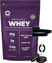 Pure Product Australia - Whey Protein Concentrate & Isolate -100% Premium Grass Fed AU & NZ Whey - 24g Protein per Serve - Non GMO - 3kg (99 Servings) - Cookies & Cream + Glass shaker