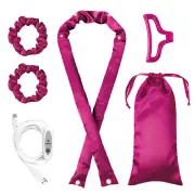 2n1 Heat & Heatless Hair Curler-Satin Curling Ribbon, Claw Clip,Scrunchies,Pouch