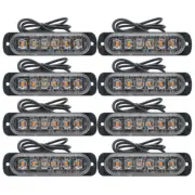 8 x Car Truck 6 LED Strobe Flash Light Emergency Warning Flashing Lamp Amber