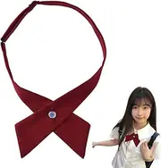 [yaozeio] Womens Girls School Uniform Tie Blue Red Bow Tie Adjustable Cross Tie School Pre Tied Bow Neck Tie School Bowknot Tie