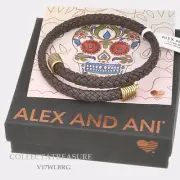 Authentic Alex and Ani Leather, Espresso Rafaelian Gold Bangle Wrap