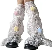 [Oxtxuzdm] Aesthetic Star Lace Leg Warmers with Adjustable Tie Fashionable Sheer Mesh Leg Covers Baggy Loose Long Socks for Women