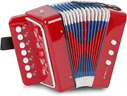 AIMEIS Kids Accordion 10 keys Button Accordian Musical Instrument Mini Accordion for Beginners (Red)