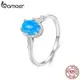 Bamoer 925 純銀戒指皇冠藍色蛋白石精緻時尚首飾禮物女士