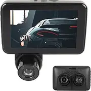 Dash Cam, Front Rear Inside 3 Way Car Driving Recorder with 4.0 Inch HD Screen Night Vision, 170 Degree Wide Angle Motion Detection, Loop Recording Parking, Monitoring