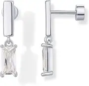 [PAVOI] 14K Gold Plated 925 Sterling Silver Post Dangle Baguette CZ Flat Back Earrings for Women | Cubic Zirconia Cartilage Stud Earring | Small Helix Piercing Jewelry