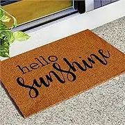 Indoor Doormat Hello Non Slip Door Mat Absorbent Resist Entrance Doormat Inside Floor Mats for Entryway(Black Brown,60x90cm)