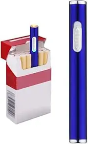 USB Lighter Slim Electric Lighters Rechargeable Windproof Flameless Portable Cigarette Lighter (Blue)