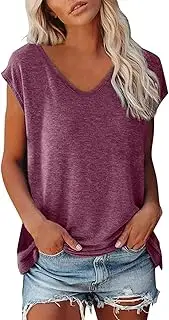 [Generic] Summer Tops Baggy Summer T Shirts Beach Vacation Plus Size Fashion Tops for Women, Red, Small
