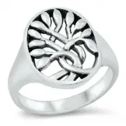 Tree of Life Ring Genuine Sterling Silver 925 Oxidized Face Height 17 mm Size 9