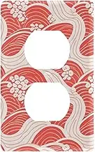 Red and White Japanese Waves Decorative light switch cover plates cute switch and outlet cover plate tapa para interruptor de luz 4.53" x 2.76" Toggle Switch