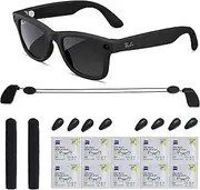 HIBLOKS Smart Glasses Accessories Kit for Ray-Ban Meta Wayfarer/Headliner/Skyler, Includes 10Pcs Lens Cleaning Papers, 4 Pairs Nose Pads, 1Pc Adjustable Anti-Drop Lanyard & Non-Slip Glasses Holder