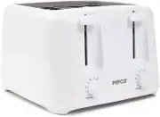 PIFCO White 4 Slice Toaster Variable Browning Dual Control Setting Toaster 1400W