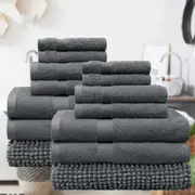 LINENOVA 100% Cotton 14 Piece Bath Towels Set 550GSM 8 Colors