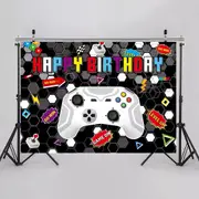 Video Game Theme Birthday Backdrop Banner 150cmx100cm Kids Birthday Photography Background Party Decoration