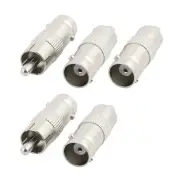 5pcs BNC Female Jack to RCA Male Adapter Connector for CCTV Security Camera