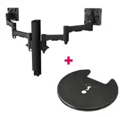 Atdec AWMS-2-4640 Dual Monitor Swing Arms on 400mm Post / 12kg (26.5lb) Flat Screens, 10kg (22lb) Curved Screens + Grommet Clamp Desk Fixing, Black AWMS-2-4640-G-B