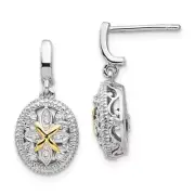 925 Sterling Silver Diamond Post Dangle Earrings