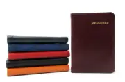 MEASURES Mini Notebook Leather Cover 160 Graph Grid Lined Pages Burgundy