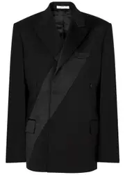 Helmut Lang Satin-panelled Wool Blazer - Black - XS (UK6 / XS) XS (UK6 / XS)