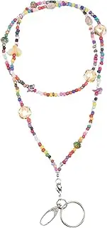 OATIPHO 1pc Key Necklace Trendy Key Lanyard Fashionable Hanging Chain Glass Beads Lanyard Name Cards Hanging Chain Clavicle Accessory Neck Decor Shell Colorful